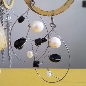 Dark Silver Twisted Wire Earrings